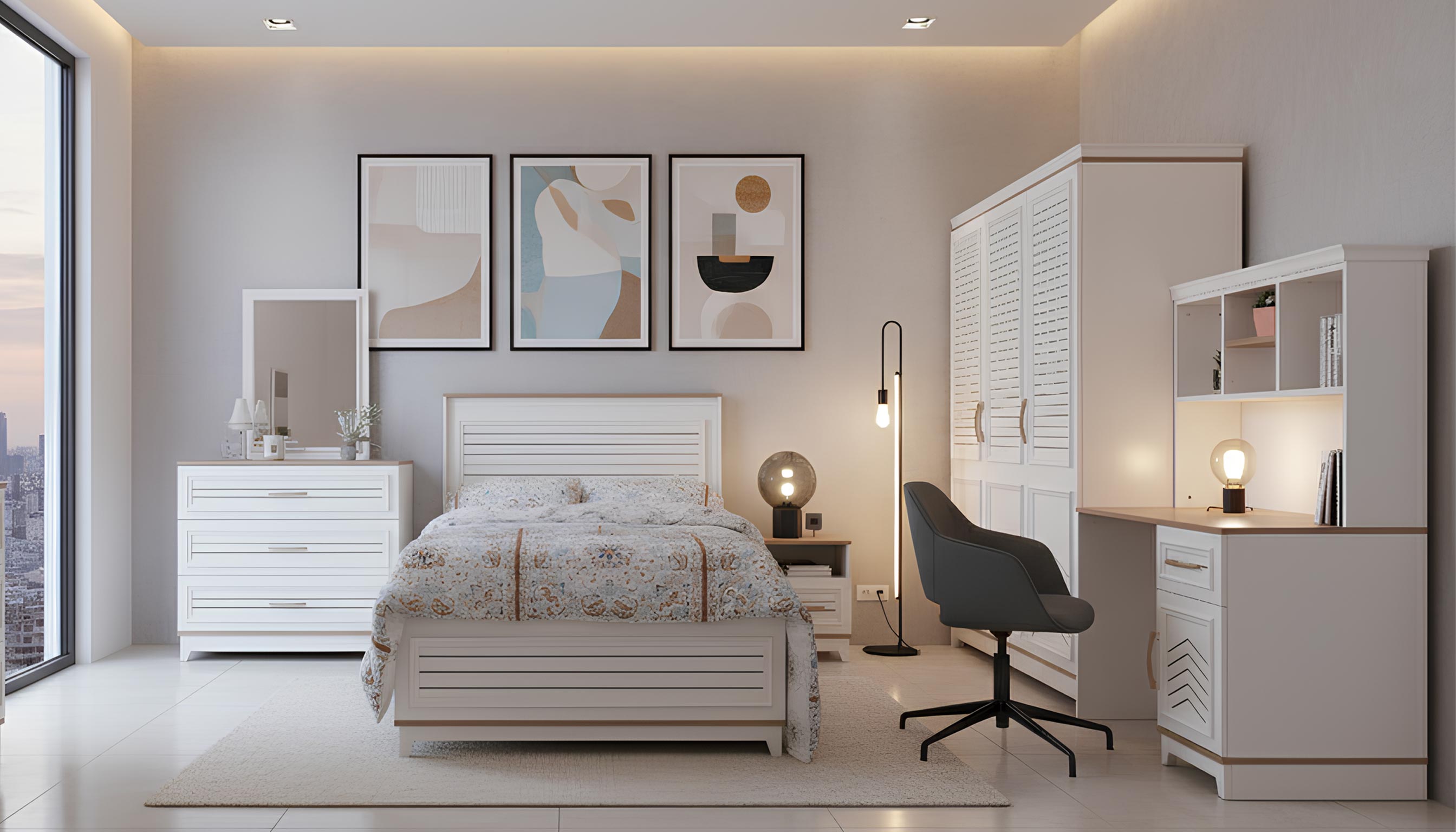 Whity bedroom 1