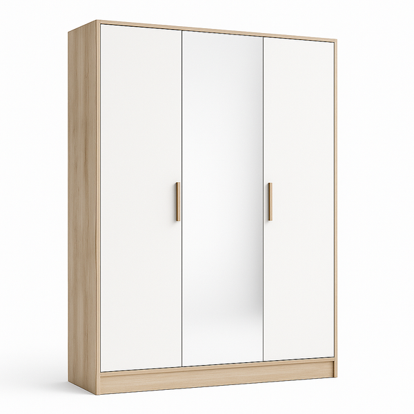 Curve Designer Storage Wooden wardrobe with white doors

