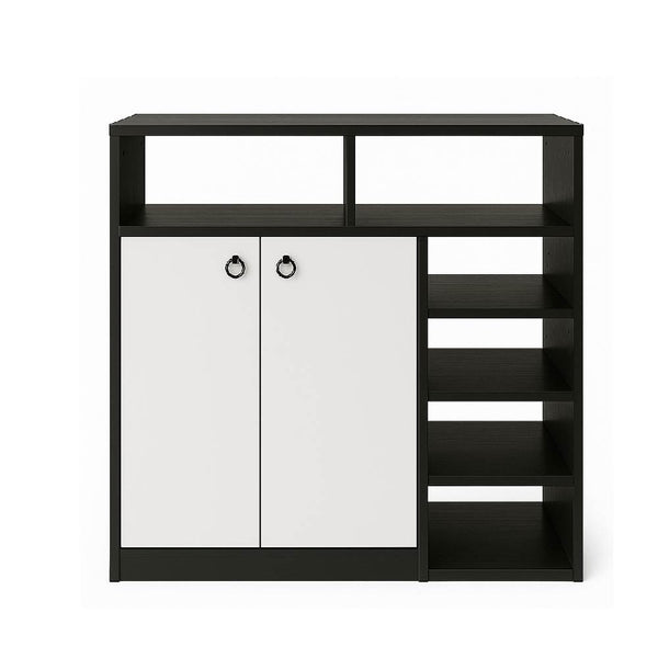 Black and white Sola Shoe Unit with doors and shelves 
