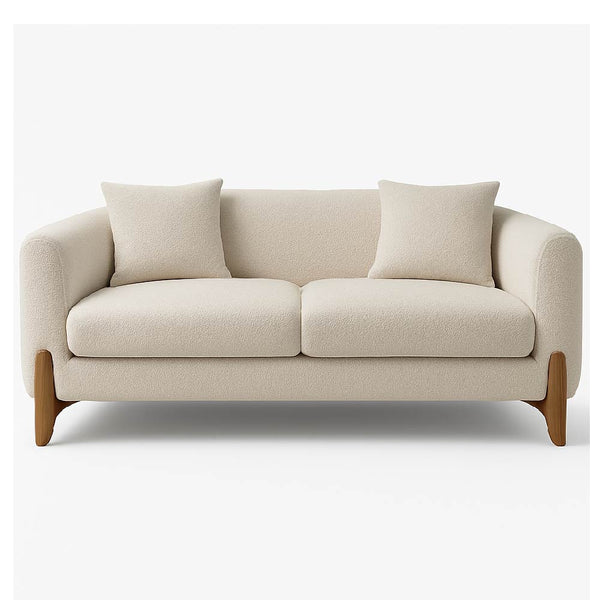 Heaven Beige sofa with wooden legs.

